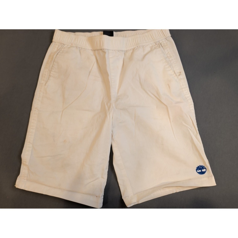 Timberland Shorts Youth 16 Cream Elastic Waist Logo Casual Cotton Spandex